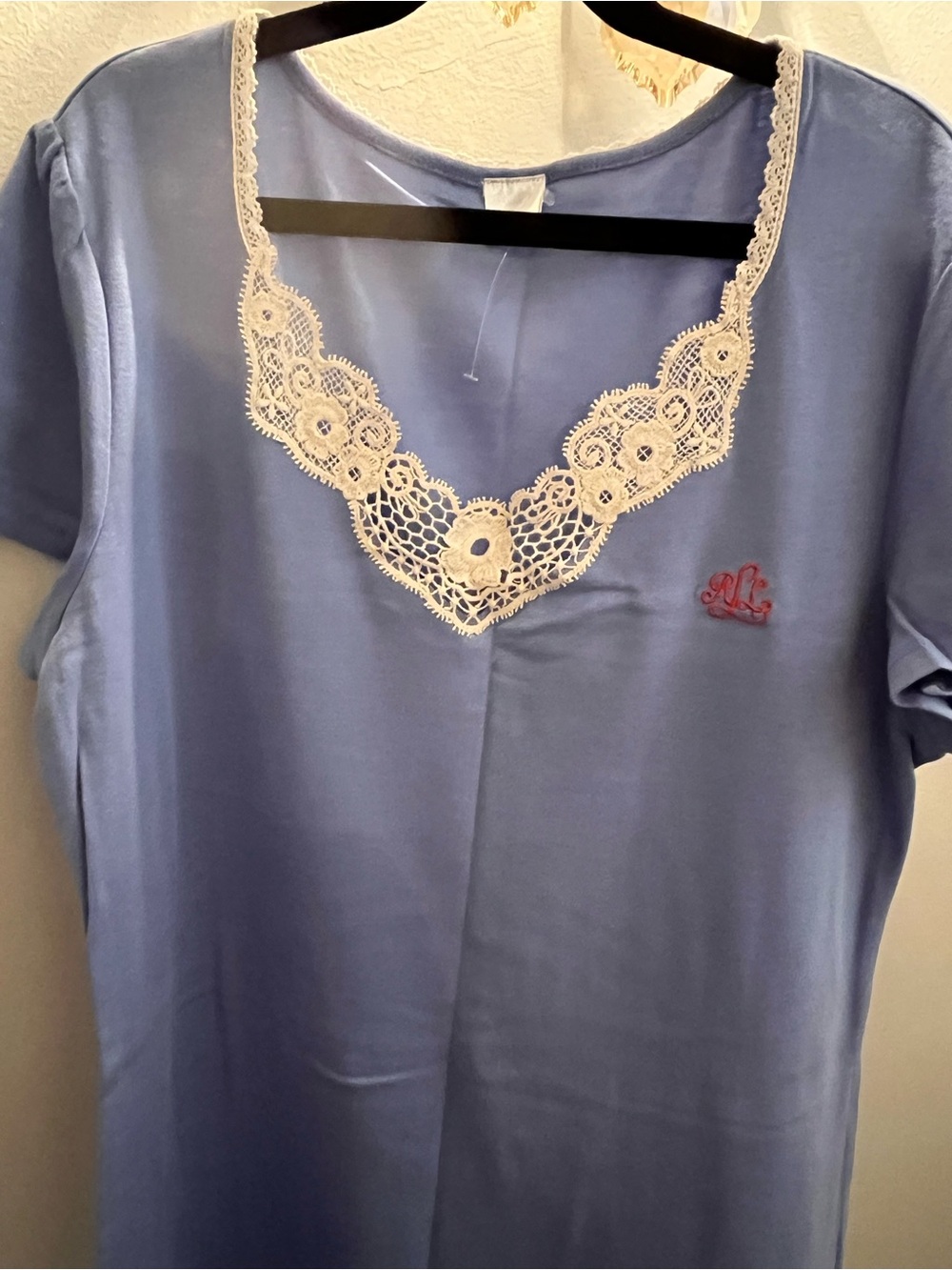 Ralph Lauren blue Nightgown New Not Used 100 % Cotton Short Sleeve - Picture 2 of 9